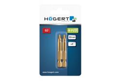 Screwdriver bit, PZ2 50 mm, S2 steel, titanium coated, 2- piece blister