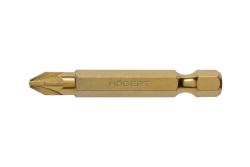 Screwdriver bit, PZ2 50 mm, S2 steel, titanium coated, 2- piece blister