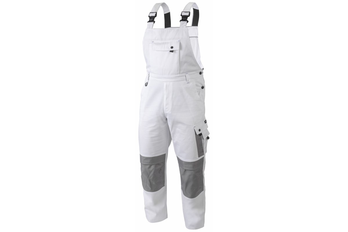 Pantalon de sécurité à bretelles SALM, blanc, taille S