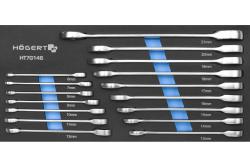 Combination ratchet spanner, set 16 pcs, technical foam