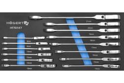 Combination ratchet spanner with flex head set 14 pcs, technical foam