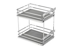 MovixPro side cargo basket, 2 shelves, for cabinet 300 mm, without guides, chrome-plated, white mat