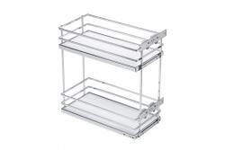 MovixPro side cargo basket, 2 shelves, for cabinet 400 mm, without guides, chrome, mat white