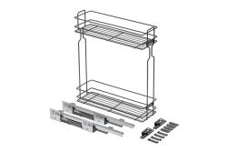 Side cargo basket, tandem type slide mounting, 2 shelves, cabinet 200 mm, without guides, anthracite