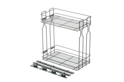 Side cargo basket, tandem type slide mounting, 2 shelves, cabinet 300 mm, without guides, anthracite