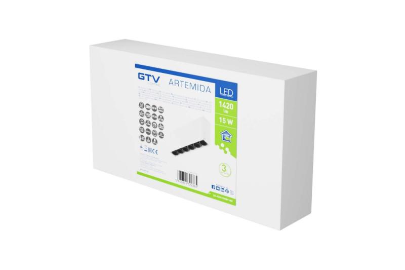 LED-armatuur ARTEMIDA, 15 W, 1420 lm, 4000 K, IP20, rechthoekig, wit