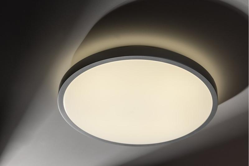 LED-armatuur ATOLL, 32 W, 2560 lm, 4000 K, AC 180–250 V, PF > 0,9, IP54, Ø 400 mm, zilver