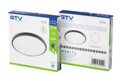 LED luminaire ATOLL, 32 W, 2560 lm, 4000K, AC180-250V, PF>0.9, IP54, Ø400 mm, black