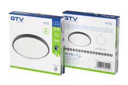 LED luminaire ATOLL, 32 W, 2560 lm, 4000K, AC180-250V, PF>0.9, IP54, Ø400 mm, black