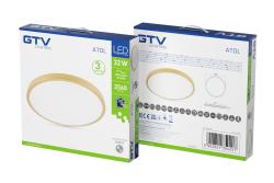 LED luminaire ATOLL, 32 W, 2560 lm, 4000K, AC180-250V, PF>0.9, IP54, Ø400 mm, gold