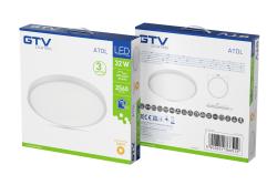 LED luminaire ATOLL, 32 W, 2560 lm, 3000K, AC180-250V, PF>0.9, IP54, Ø400 mm, silver