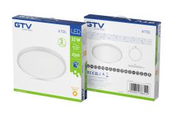 LED luminaire ATOLL, 32 W, 2560 lm, 3000K, AC180-250V, PF>0.9, IP54, Ø400 mm, silver