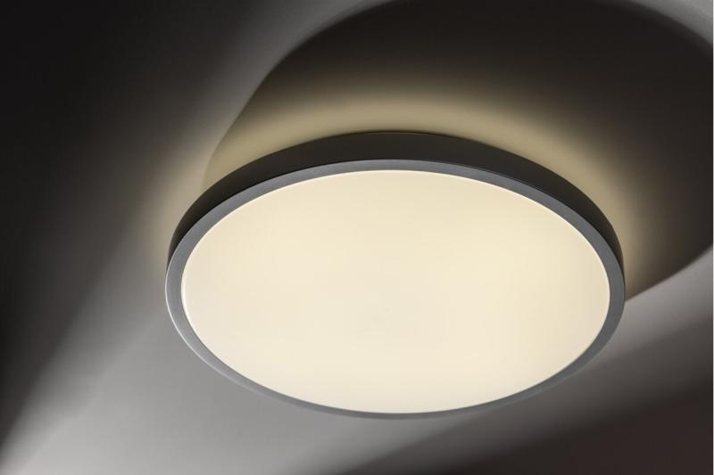 LED-armatuur ATOLL, 32 W, 2560 lm, 3000 K, AC 180–250 V, PF > 0,9, IP54, Ø 400 mm, zilver