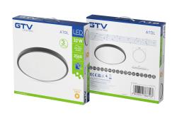 LED luminaire ATOLL, 32 W, 2560 lm, 3000K, AC180-250V, PF>0.9, IP54, Ø400 mm, black