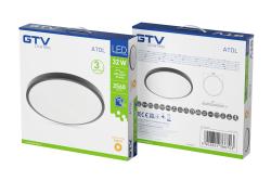 LED luminaire ATOLL, 32 W, 2560 lm, 3000K, AC180-250V, PF>0.9, IP54, Ø400 mm, black