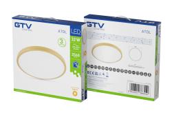 LED luminaire ATOLL, 32 W, 2560 lm, 3000K, AC180-250V, PF>0.9, IP54, Ø400 mm, gold