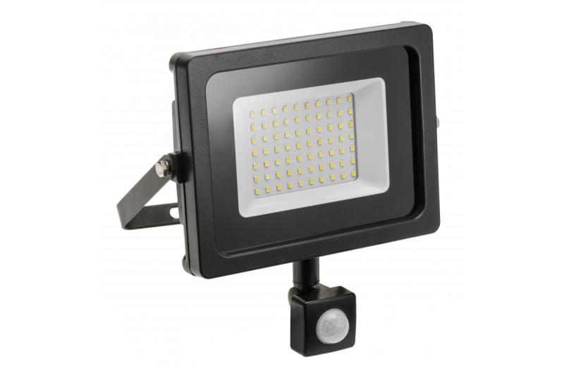 LED-schijnwerper met bewegingssensor iNEXT, 50 W, 4000 lm, 6400 K, AC 220-240 V, IP65, 120°, zwart