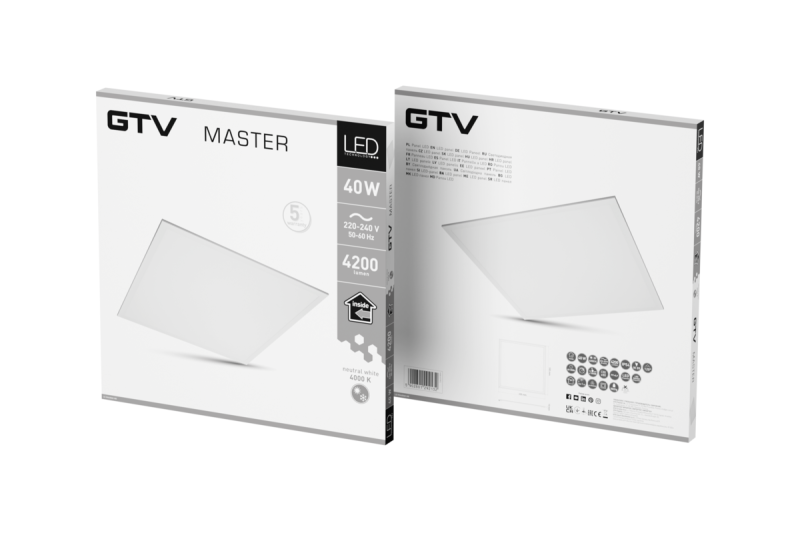 LED-paneel MASTER, 40 W, 4200 lm, 4000 K, AC 220-240 V, PF > 0,9, RA > 80, 60 x 60 cm, IP54
