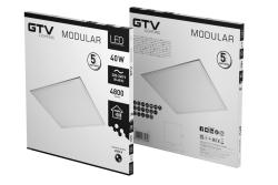 MODULAR LED light fixture, 40W, 4800lm, 4000K, AC220-240V, IP54, 60x60cm, backplate