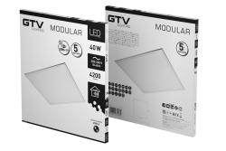 MODULAR LED light fixture, 40W, 4200lm, 4000K, AC220-240V, IP54, 60x60cm, backplate, UGR<19