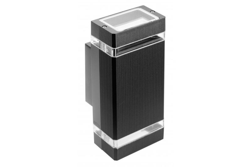 NESSA bidirectionele gevelarmatuur, 2×GU10, max. 2×50 W, IP54, vierkant, zwart