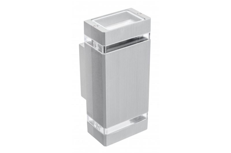 NESSA bidirectionele gevelarmatuur, 2×GU10, max. 2×50 W, IP54, vierkant, grijs