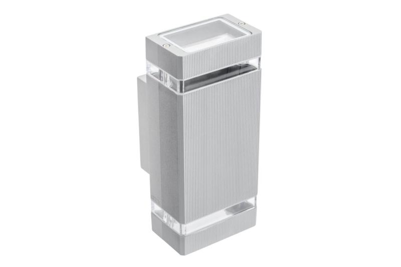 NESSA bidirectionele gevelarmatuur, 2×GU10, max. 2×50 W, IP54, vierkant, grijs