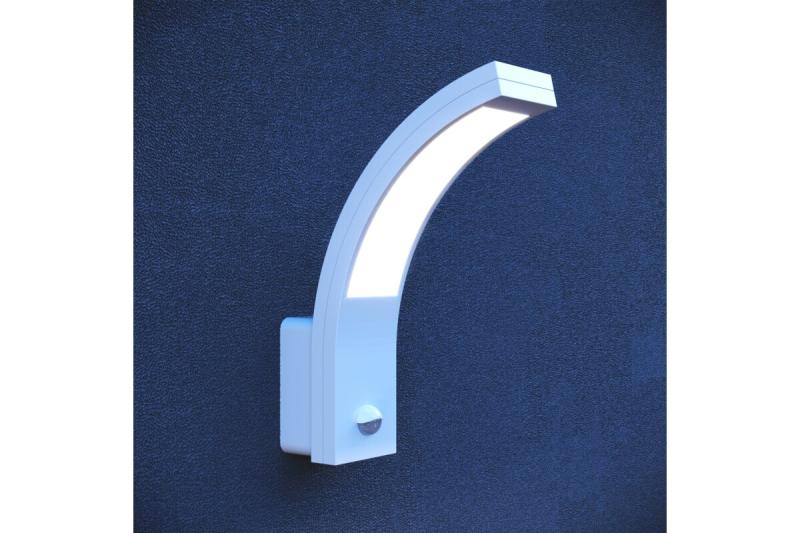 LED-gevelarmatuur PARIS met bewegingssensor, 10 W, 900 lm, 4000 K, IP54, wit
