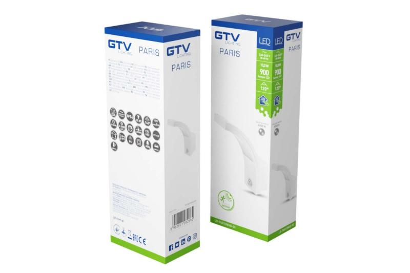 LED-gevelarmatuur PARIS met bewegingssensor, 10 W, 900 lm, 4000 K, IP54, wit