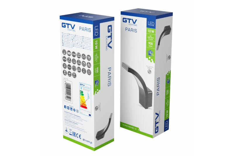LED-gevelarmatuur PARIS, 10 W, 900 lm, 4000 K, IP54, grijs