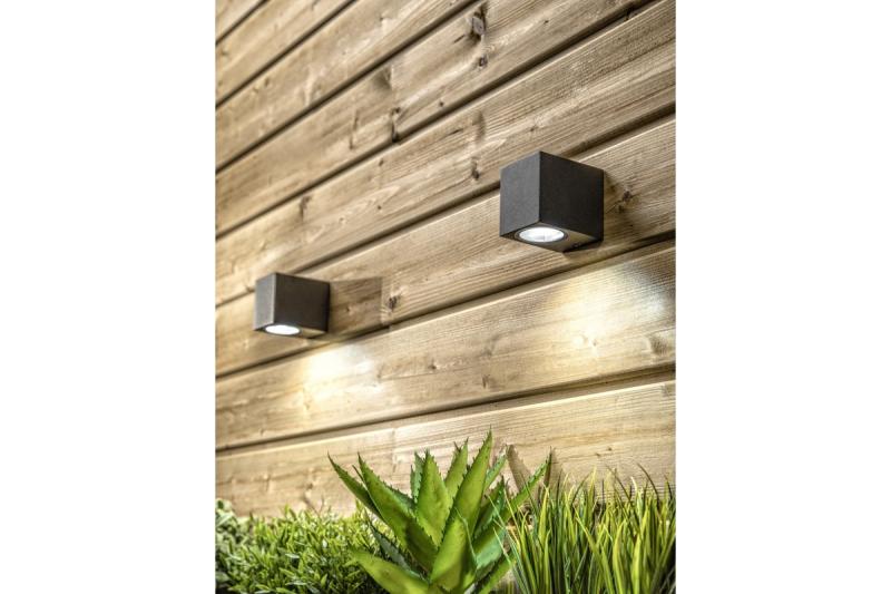 Gevelverlichting unidirectioneel TIAGO, GU10, max. 35 W, IP54, vierkant, zwart