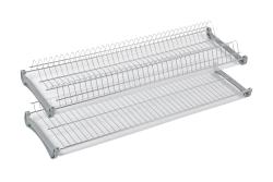 Dish rack, 900 mm, double-level 18 mm plate, 4 top mounted fasteners, w/out alu rods, 1 item
