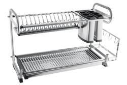 Self-standing two tier dish rack with organizer (inox)