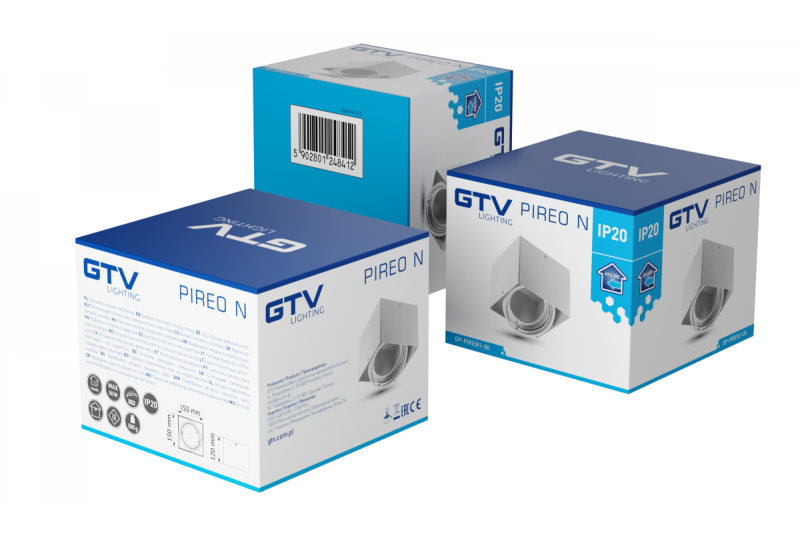 Behuizing voor plafondarmatuur PIREO N, opbouw, enkel, IP20, wit