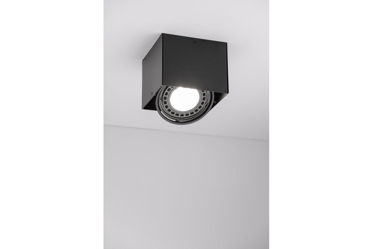 Corpo di illuminazione a soffitto PIREO N, montaggio a superficie, singolo, IP20, nero