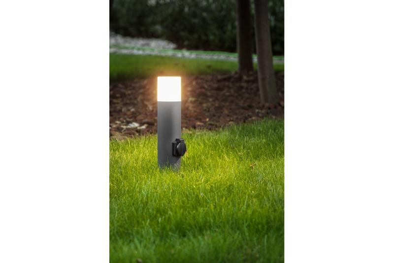 Tuinlamp CORTA, E27, max. 25 W, IP44, SCHUKO stopcontact max. 3000 W, paal 400 mm, grafiet