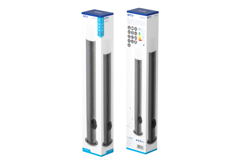 Tuinlamp CORTA, E27, max. 25 W, IP44, SCHUKO stopcontact max. 3000 W, paal 800 mm, grafiet