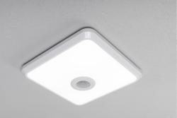 LED luminaire ITALIA with motion sensor, 12 W, 900 lm, 4000K, AC220-240V, IP20, 360°, square