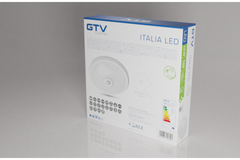 LED-armatuur ITALIA met bewegingssensor, 12 W, 900 lm, 4000K, AC220-240V, IP20, 360°, rond
