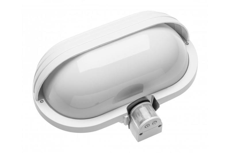 Lichtarmatuur voor E27 lampen met beschermende vizier en bewegingssensor, max. 60 W, AC220-240V, IP40, 180°