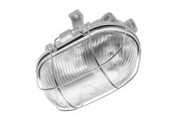 Luminaire SANGUESA for E27 lamps with protective metal mesh, max. 40 W, AC220-240V, IP54, glass shade, white