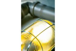 Luminaire SANGUESA for E27 lamps with protective metal mesh, max. 40 W, AC220-240V, IP54, glass shade, black