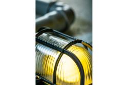Luminaire SANGUESA for E27 lamps with protective plastic mesh, max. 40 W, AC220-240V, IP54, glass shade, black
