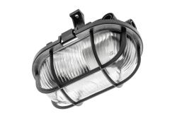 Luminaire SANGUESA for E27 lamps with protective plastic mesh, max. 40 W, AC220-240V, IP54, glass shade, black