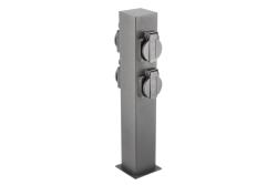 Garden post LARGO, IP54, 4*Schucko sockets, max. 3500W, post 360 mm, graphite