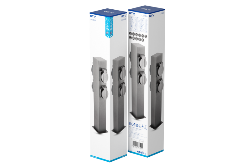 Tuinpaal LARGO, IP54, 4*Schucko stopcontacten, max. 3500W, paal 360 mm, grafiet