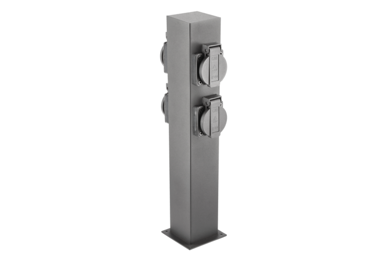 Tuinpaal LARGO, IP54, 4*Schucko stopcontacten, max. 3500W, paal 360 mm, grafiet