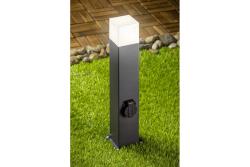 Градинско осветително тяло LARGO, E27, макс. 15 W, IP44, гнездо SCHUKO макс. 2500 W, стойка 500 mm, графит