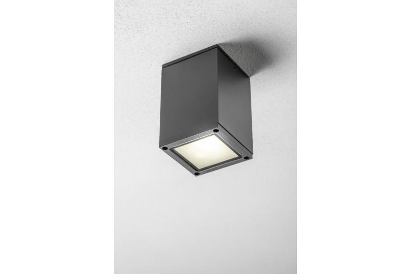 Plafondarmatuur LENTO, aluminium, IP54, max. 35 W, vierkant, grafiet