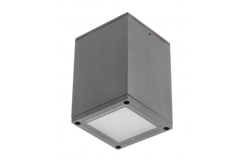 Plafondarmatuur LENTO, aluminium, IP54, max. 35 W, vierkant, grafiet